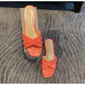 Talbots Criss-Cross Embossed Leather Sandals in Bold Papaya NWTS